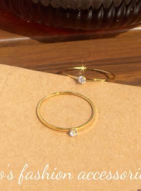 钛钢戒指四爪镶工艺小钻戒指