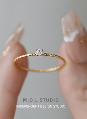 四爪镶小锆石满天星钛钢戒指