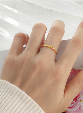 钛钢不掉色ins风镶钻戒指