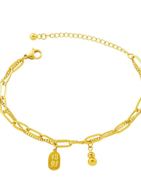 不掉色小众精致双层招财葫芦手链