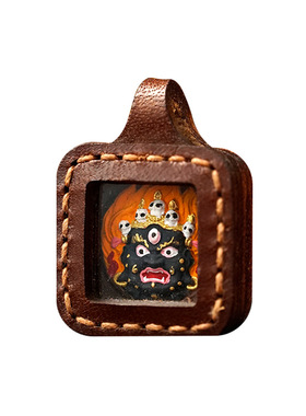 迷你手绘小唐卡吊坠diy配件扎基拉姆黄财绿度文殊黑财五爷唐卡