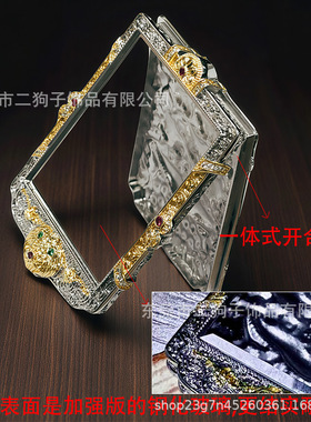 精工唐卡壳子高端铜镀金双面貔貅唐卡外壳高档嘎乌盒不掉色吊牌