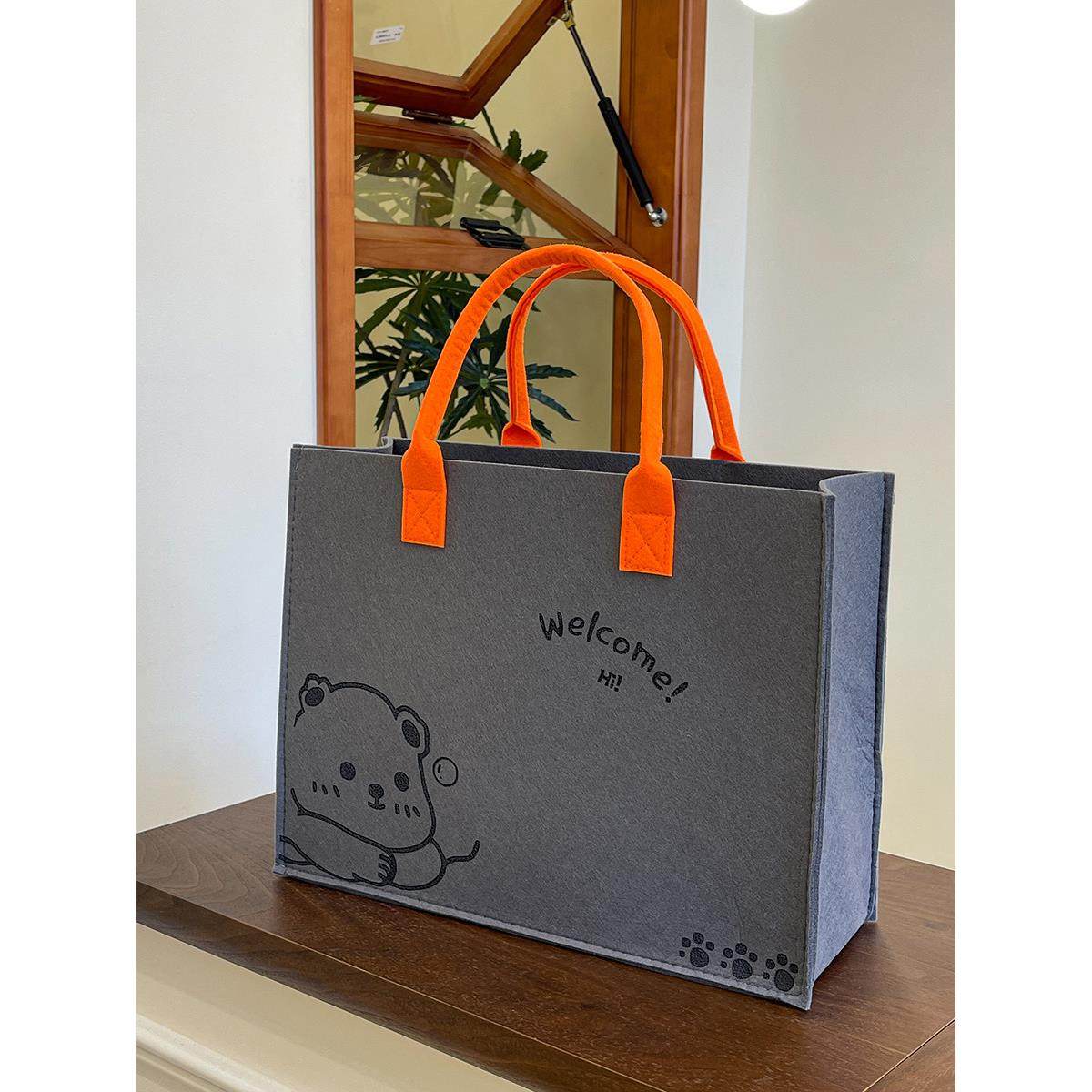 毛毡包手提袋来图定制印logo收纳布袋礼品袋大容量便携购物环保袋,淘宝优惠券,粉丝福利购,淘宝优惠卷