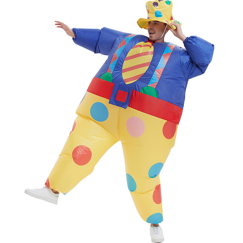 年会节目创意演出道具人偶服装成人搞笑搞怪胖子波点小丑充气衣服-图1