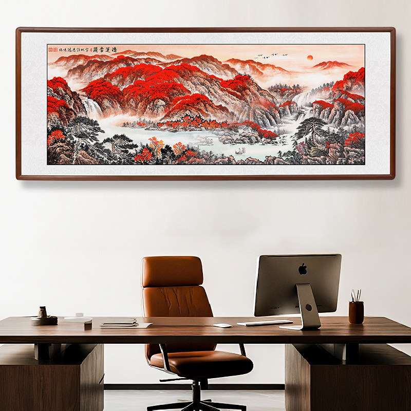 鸿运当头国画山水画客厅招财字画千峰竞秀水墨画办公室聚宝盆挂画,淘宝优惠券,粉丝福利购,淘宝优惠卷