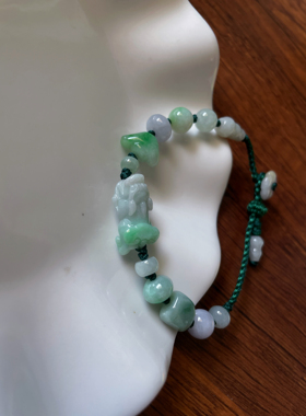 天然A货翡翠招财守财生意如意貔貅元宝小花鼓珠葫芦多宝手绳手链