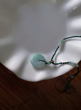 天然A货翡翠浅飘绿小平安扣儿童成人锁骨链吊坠玉坠挂件玉佩配饰