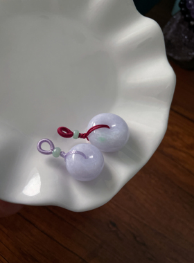 天然A货翡翠浅浅紫圆鼓平安扣吊坠胖厚装面包扣财源滚滚挂件配饰