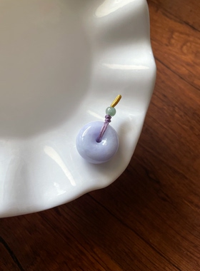 天然A货翡翠浅飘紫圆鼓平安扣吊坠胖厚装面包扣财源滚滚挂件配饰