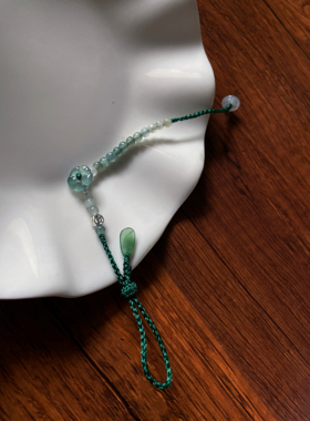 种水好天然翡翠危冰蓝有钱小花闺蜜小米珠极细款好运手串手绳手链