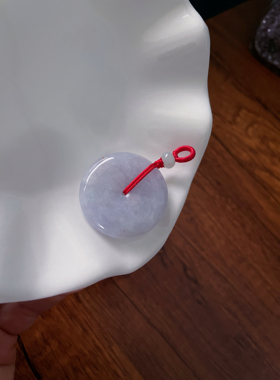 天然a货翡翠浅粉紫大平安扣毛衣链吊坠编绳车挂包挂吊坠玉坠配饰