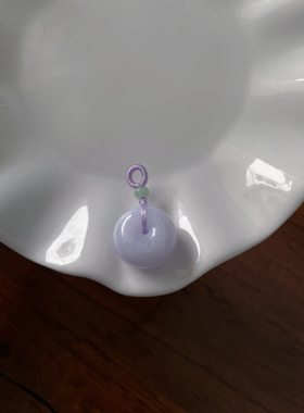 天然A货翡翠浅紫圆鼓小平安扣吊坠胖厚装面包扣财源滚滚挂件配饰