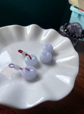 天然A货翡翠浅紫圆鼓小平安扣吊坠胖厚装面包扣财源滚滚挂件配饰