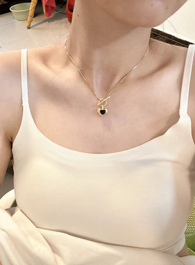 黑玛瑙爱心项链锁骨链女