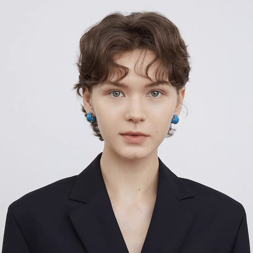 原创设计珐琅小耳圈女多色小众耳饰简约高级气质百搭925银针耳钉 - 图0