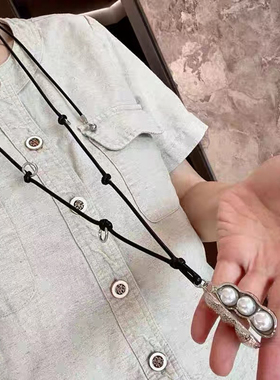 晶豆珍珠吊坠长款项链女