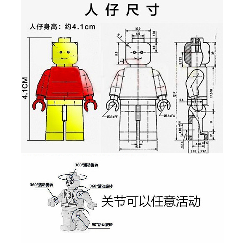 中国积木兼容乐高纯色素体人仔第三方MOC拼装玩具DIY可涂色小公仔 - 图0