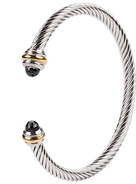 欧美跨境爆款钢丝绳项圈手镯套装开口可调节个性嘻哈饰品配饰批发