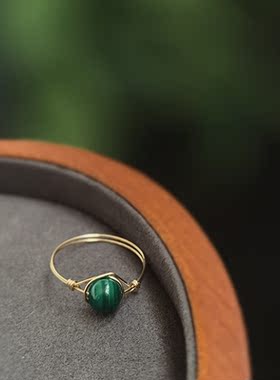 女14k包金原创不褪色孔雀石天然