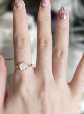 手工圆珠戒指羊脂玉轻奢