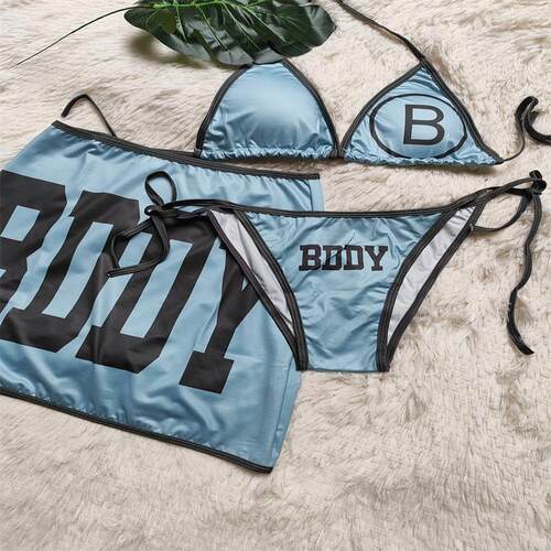 多巴胺仙气游泳衣女bikini比基尼三件套沙滩装女温泉性感泳装内衣 - 图1