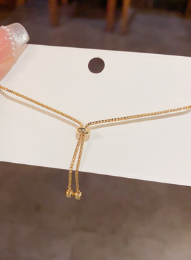 法式轻奢百搭锆石爱心抽拉式手链小众时尚简约设计感超闪手饰女生