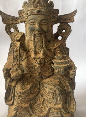 仿古黄铜器大明宣德御制老财神爷爷招财老古董佛像出土收藏