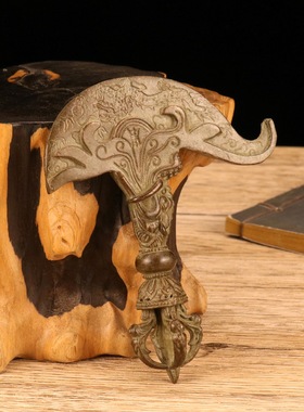 古玩杂项复古包浆龙头降魔杵摆件复古金刚杵法器工艺礼品摆设