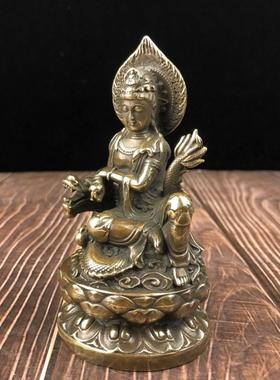 黄铜乘龙观音神像摆件家居店铺佛堂观世音菩萨佛像骑龙观音