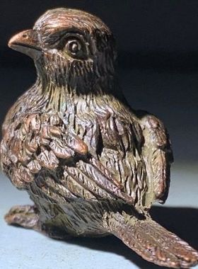 古玩合金铜小麻雀喜鹊小鸟祈福摆件茶道茶艺桌面装饰摆件古玩小鸟