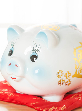 只进不出硬币小猪少女儿童存钱罐