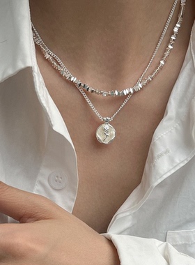 时尚百搭银色小方块双层玫瑰花