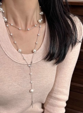 高级感多种戴法珍珠长款项链
