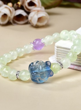 天然葡萄石水晶手链diy新