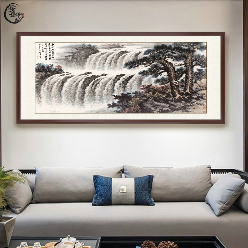 水墨画国画山水画风水靠山画客厅挂画招财背景墙办公室装饰画壁画_虎窝淘