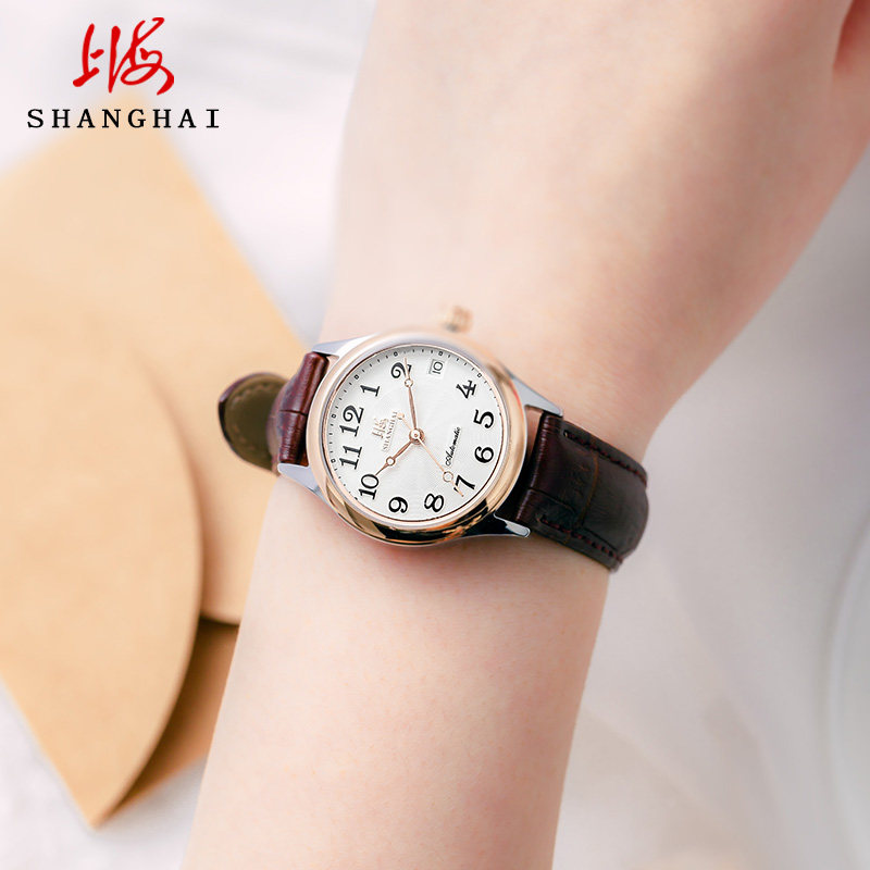 情侣情侣款一对女机械表全上海表 上海上时国产腕表