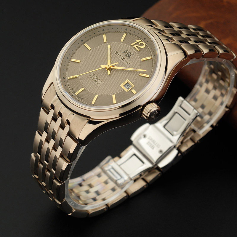 新品上海手表男正品全自动机械表男表金男士钢带防水情侣手表3020