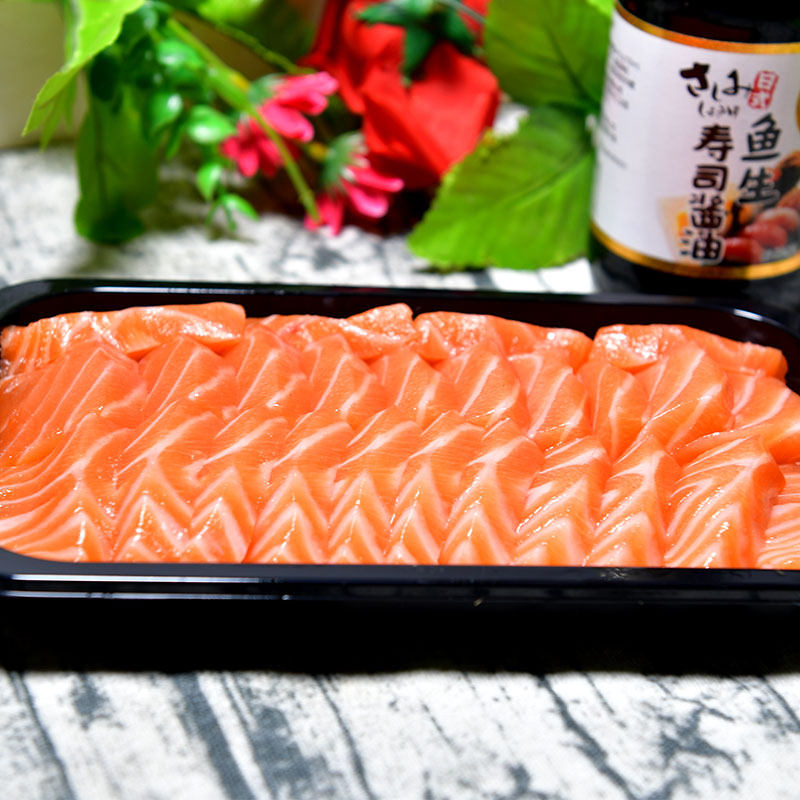当天切片冰鲜三文鱼腩盒装生鱼片 怡鲜来三文鱼