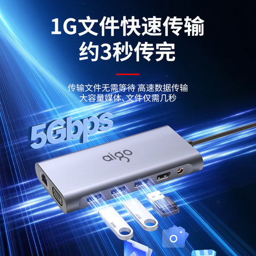 爱国者拓展坞typec扩展hdmi投屏转换usb分线器hub集线网线转接头适用苹果手机雷电4笔记本电脑iPad - 图1