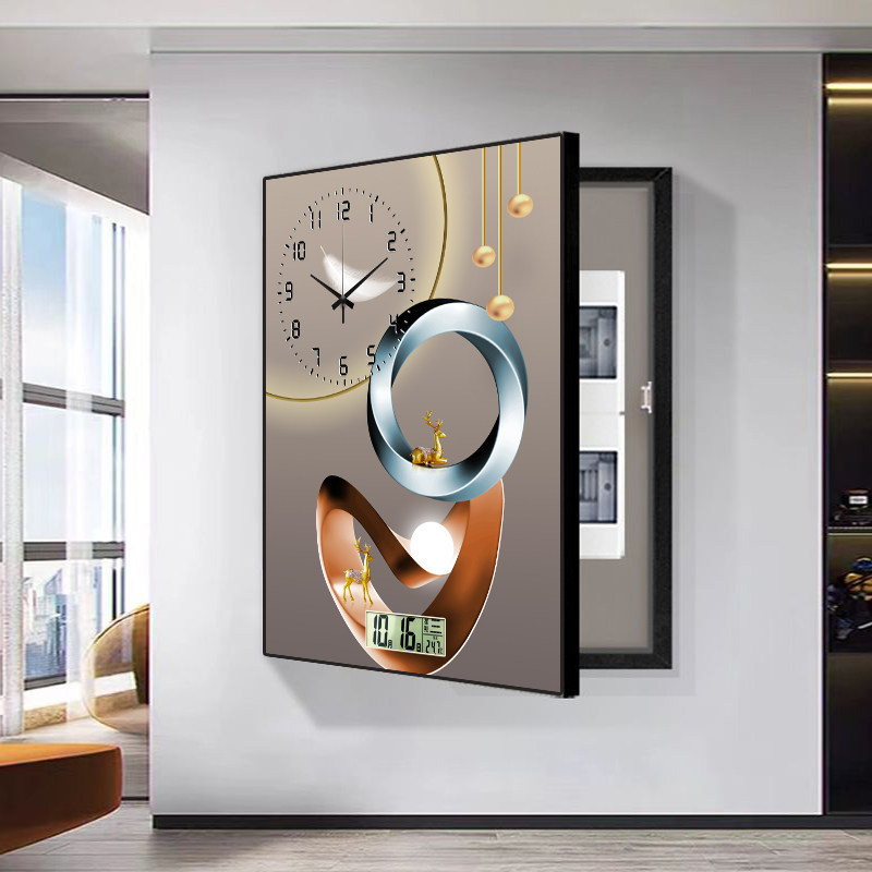 电表箱装饰画竖款竖版万年历2025新款时钟带钟表遮挡电闸配电箱 - 图1