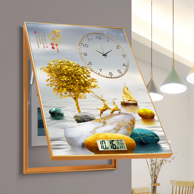 电表箱装饰画竖款竖版万年历2025新款时钟带钟表遮挡电闸配电箱 - 图2