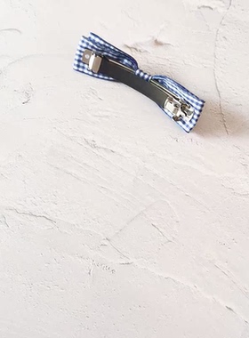 妞牛妈妈天蓝色格子边夹手工发饰