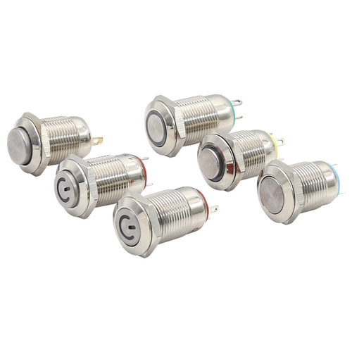 12mm自锁自复位金属按钮开关迷你短款防水带灯12V24V220v - 图3