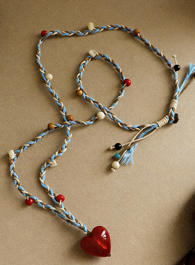 时尚精致多巴胺爱心贝壳吊坠长项链女款轻奢小众高级感编绳毛衣链