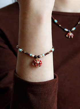 原创复古精致红色滴油天然石珍珠耳环轻奢高级感耳饰女设计感小众