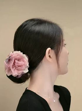韩系温柔优雅百搭花朵丸子夹轻奢气质高级感发夹后脑勺立体晕染夹