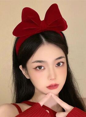 在逃公主红色丝绒蝴蝶结发箍女款2025年头箍魔女宅急便发卡头饰