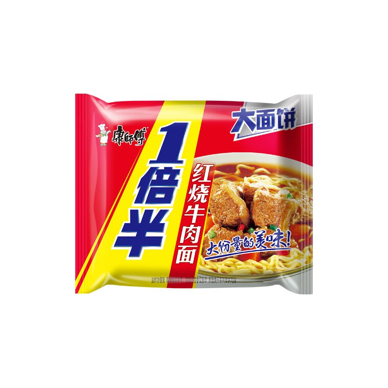 康师傅方便面一倍半红烧香辣酸菜牛肉面110克大面饼整箱包邮 - 图3