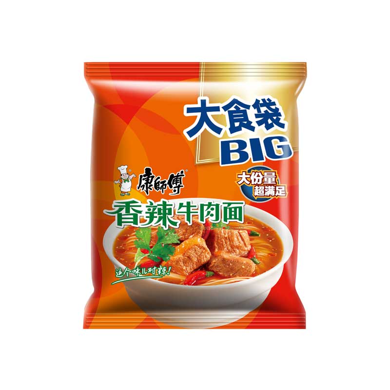 康师傅大食袋BIG香辣牛肉面一倍半144g袋装方便面速食泡面包邮 - 图2