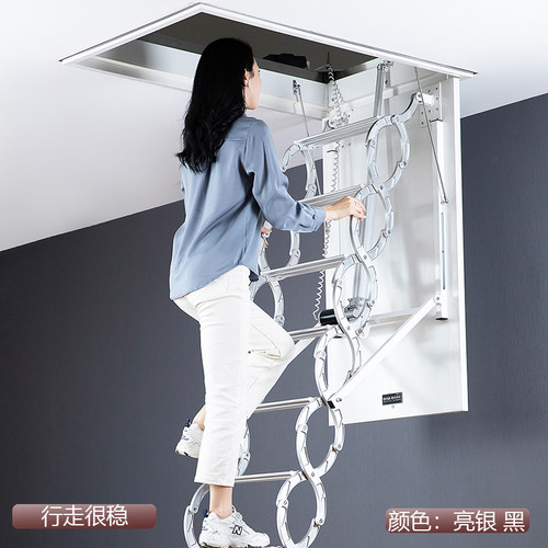 阁楼伸缩楼梯电动伸缩楼梯全自动升降梯第二代阁楼隐形楼梯家用梯 - 图0